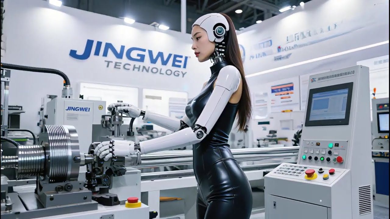 産業用ロボットが精密に機械を操作する工場自動化の実例